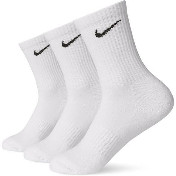 NWT Nike Unisex Everyday Lightweight Training Crew Socks 3 Pairs White/Black L - Picture 1 of 5